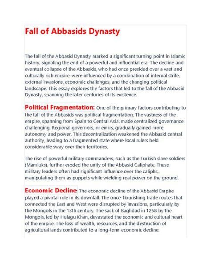 How did abbasid dynasty fall?
