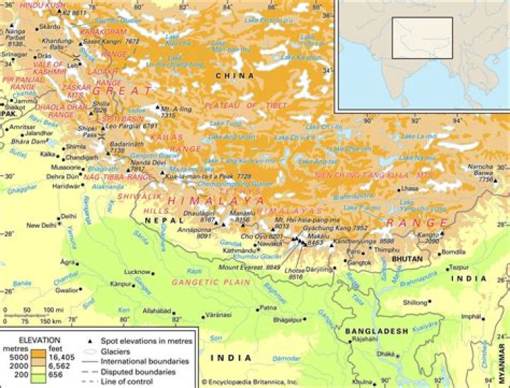 Which countries are the himalayas in?